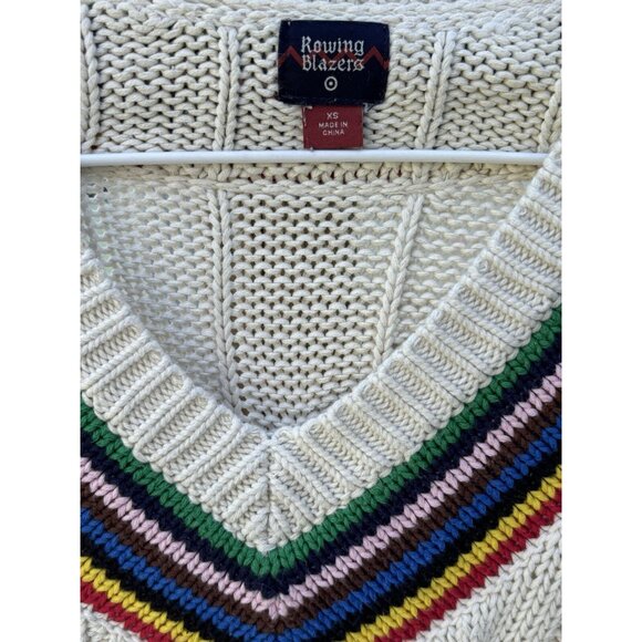 Rowing Blazers x Target Adult Croquet Stripe Cable Knit Sweater XS Tennis Prep - Picture 5 of 6